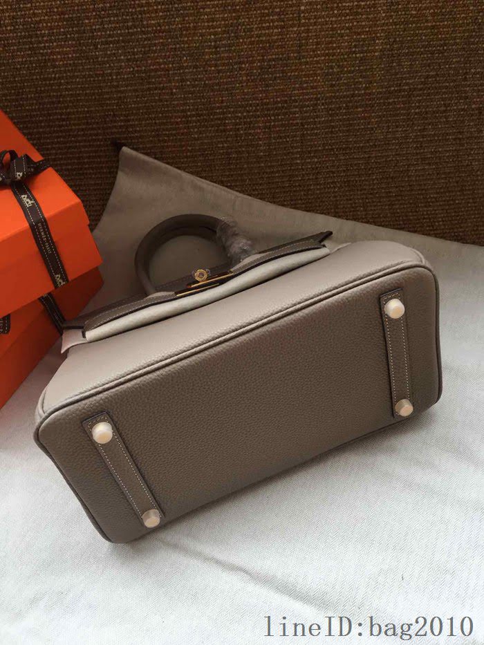 愛馬仕HERMES Birkin 鉑金包 淺灰 進口小牛皮 金銀扣 皮質細膩柔軟 時尚女手提包  tdher1131